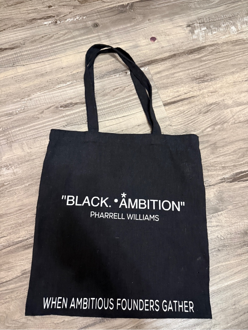 Black Canvas Tote with White "BLACK. AMBITION" Logo